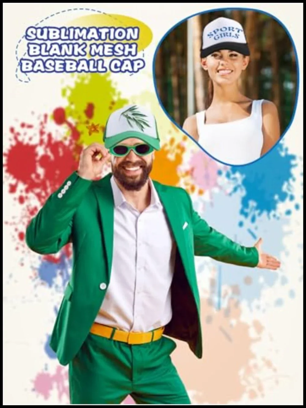 50 Pcs Blank Mesh Trucker Hats DIY Sublimation Baseball Caps for Adults